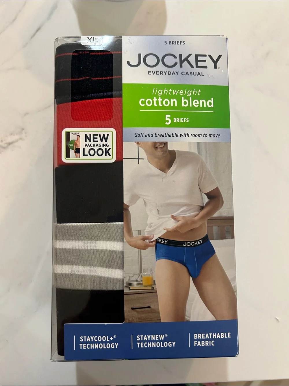 Jockey Men's Briefs 5-Pack - Black, Red, Gray, Blue
